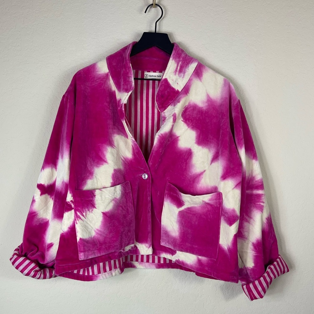 Jayshree Dalal Velvet Tie Dye Stripe Jacket Size L/XL - Picture 2 of 6